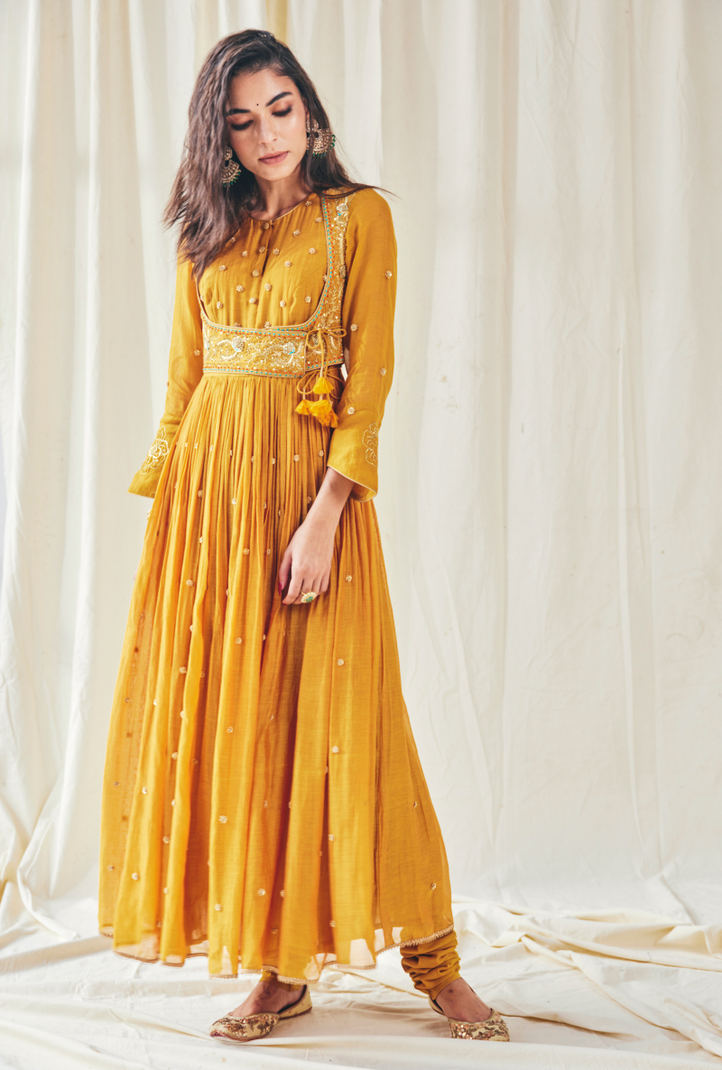 Mustard Meera Anarkali Set