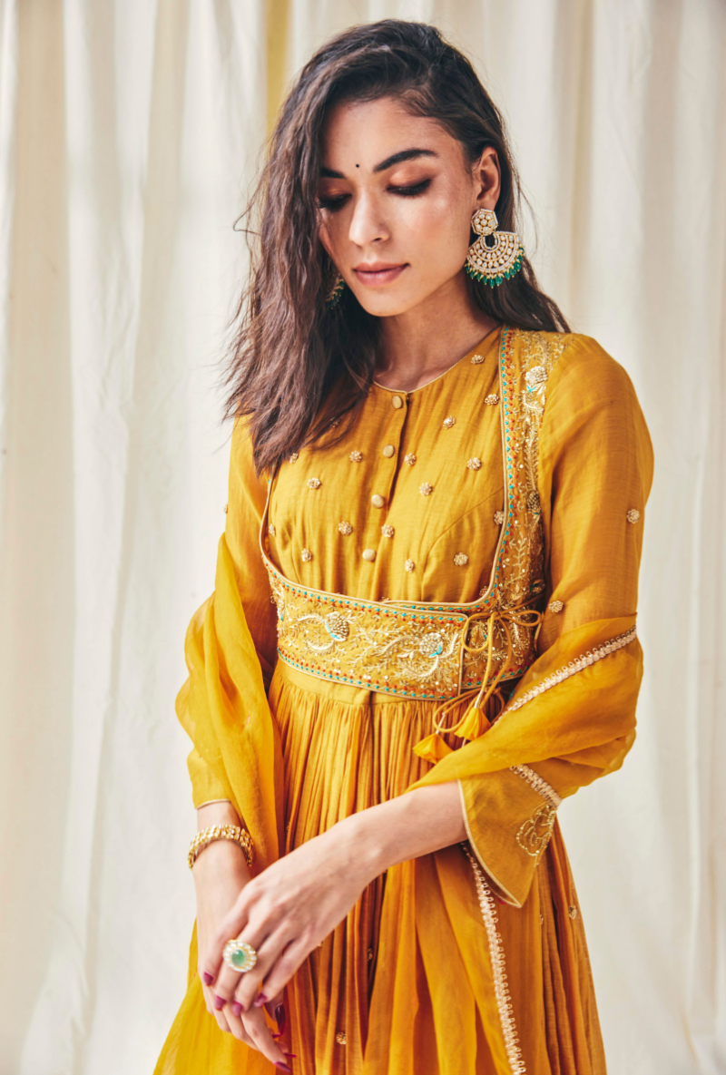 Mustard Meera Anarkali Set