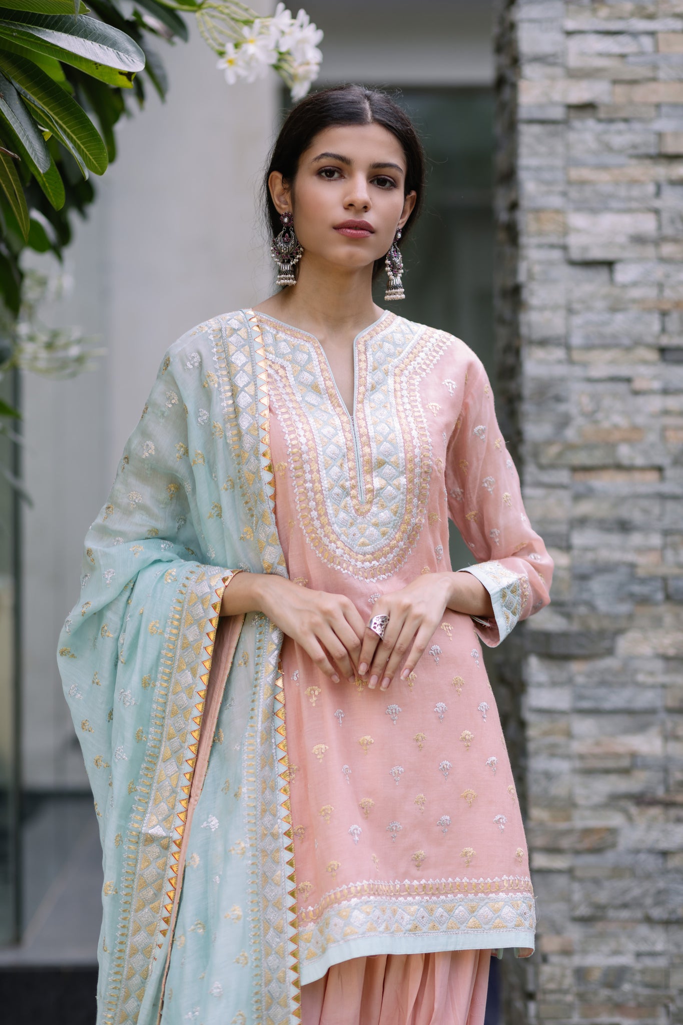 Peach Pitten Salwar Set