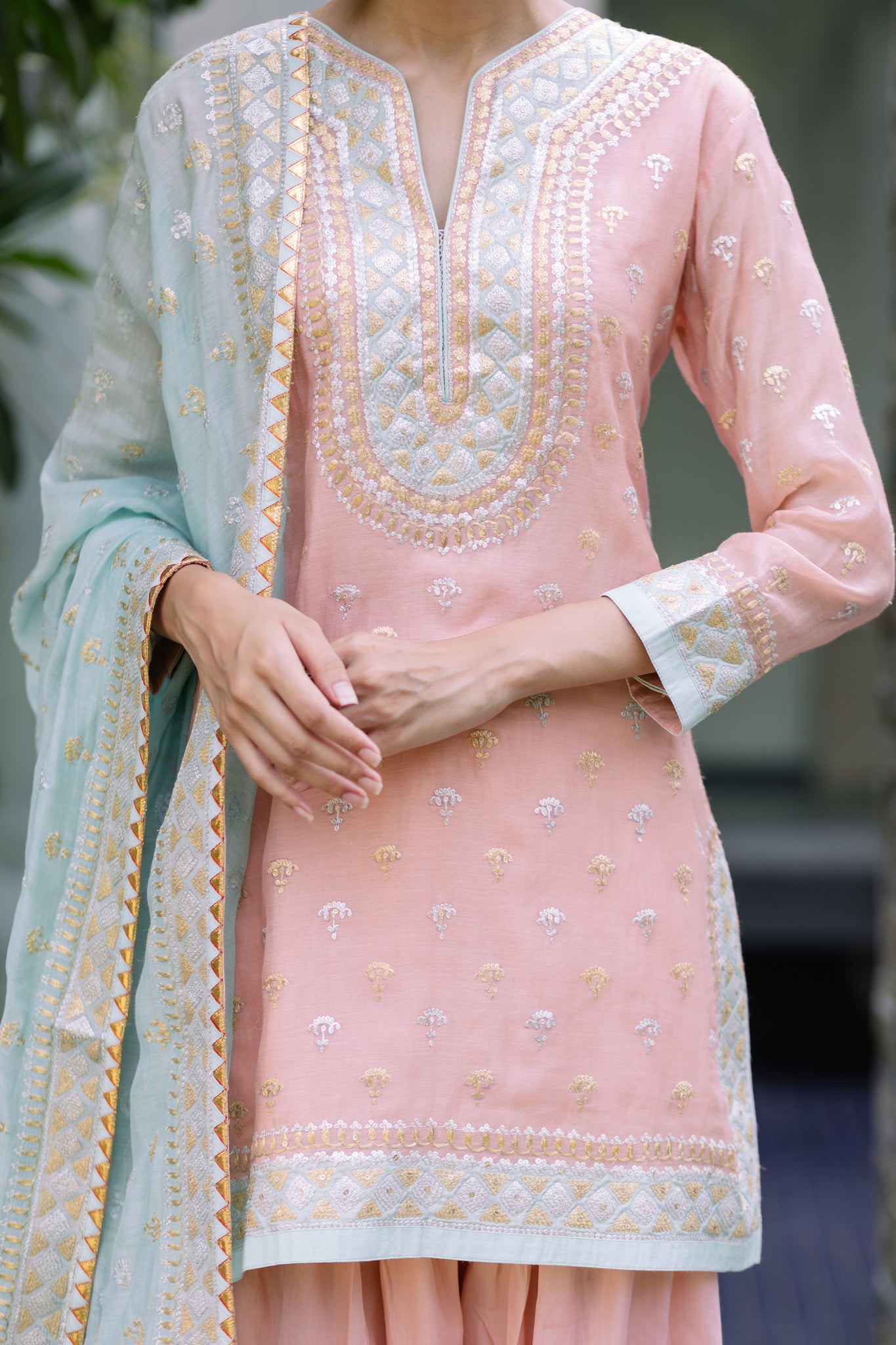 Peach Pitten Salwar Set