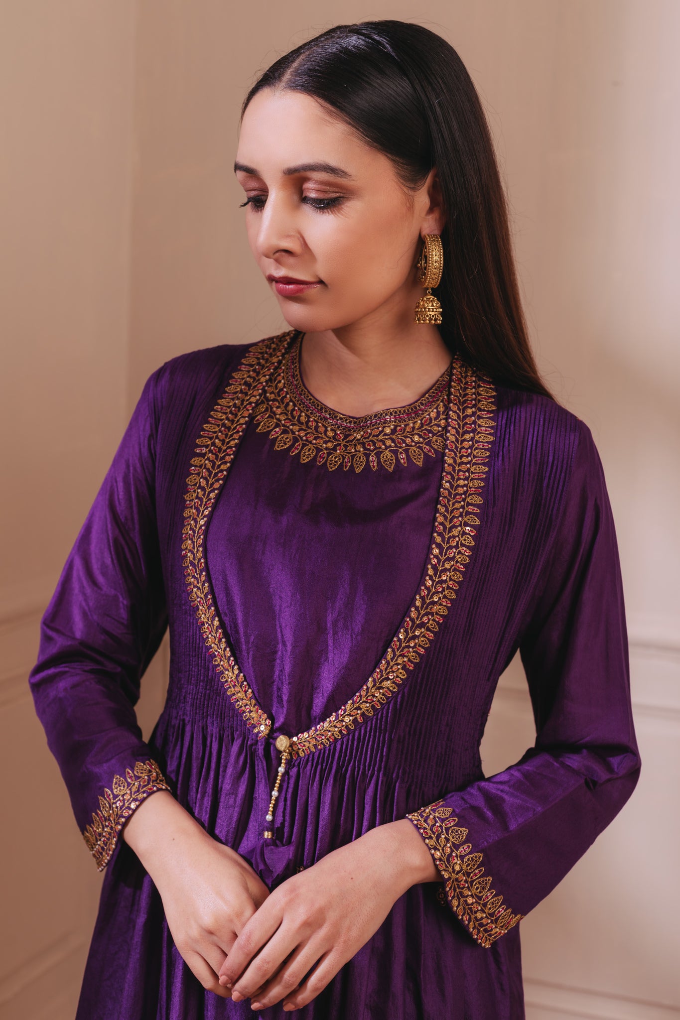 Purple Silk Jacket Set