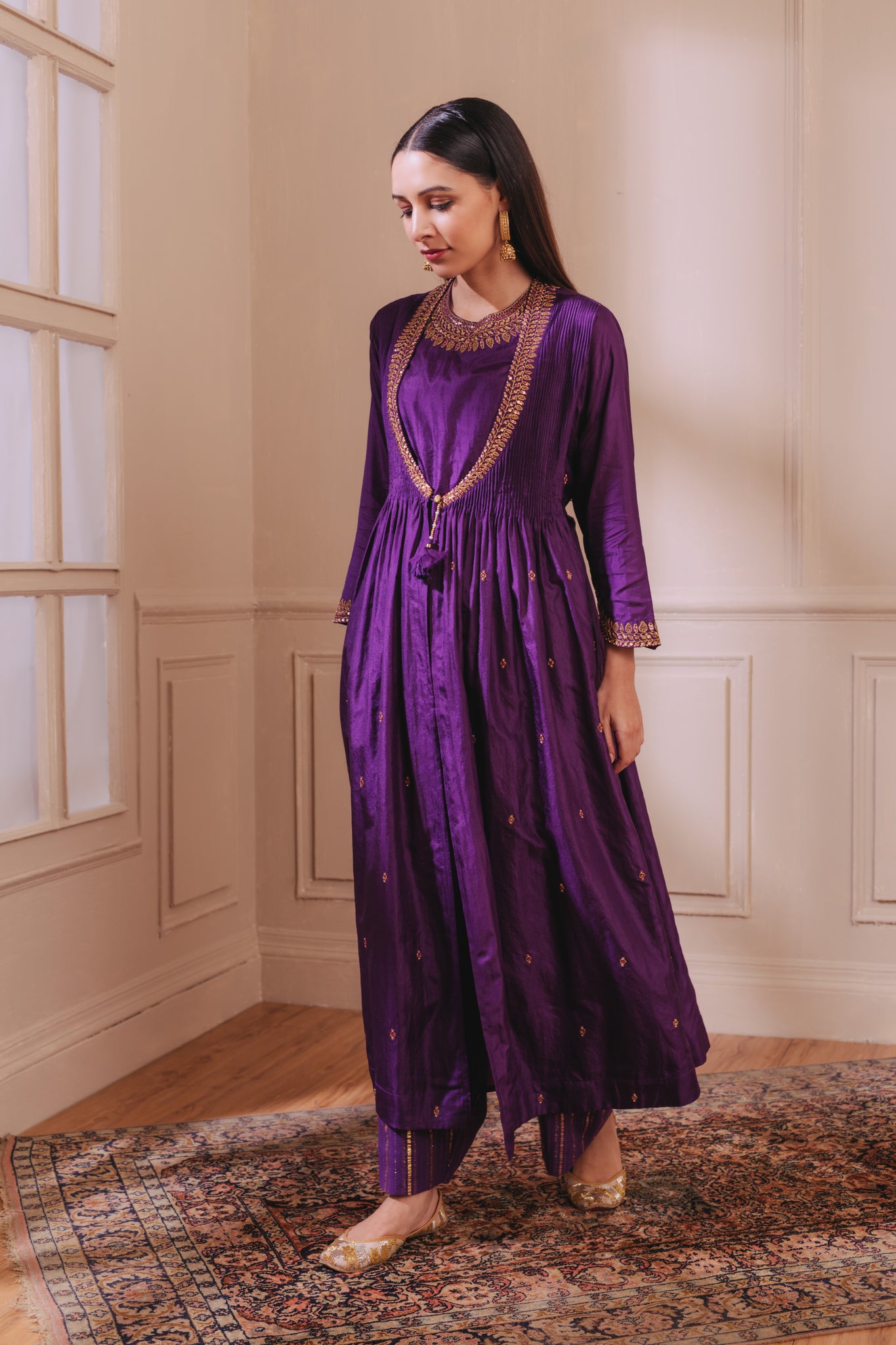 Purple Silk Jacket Set