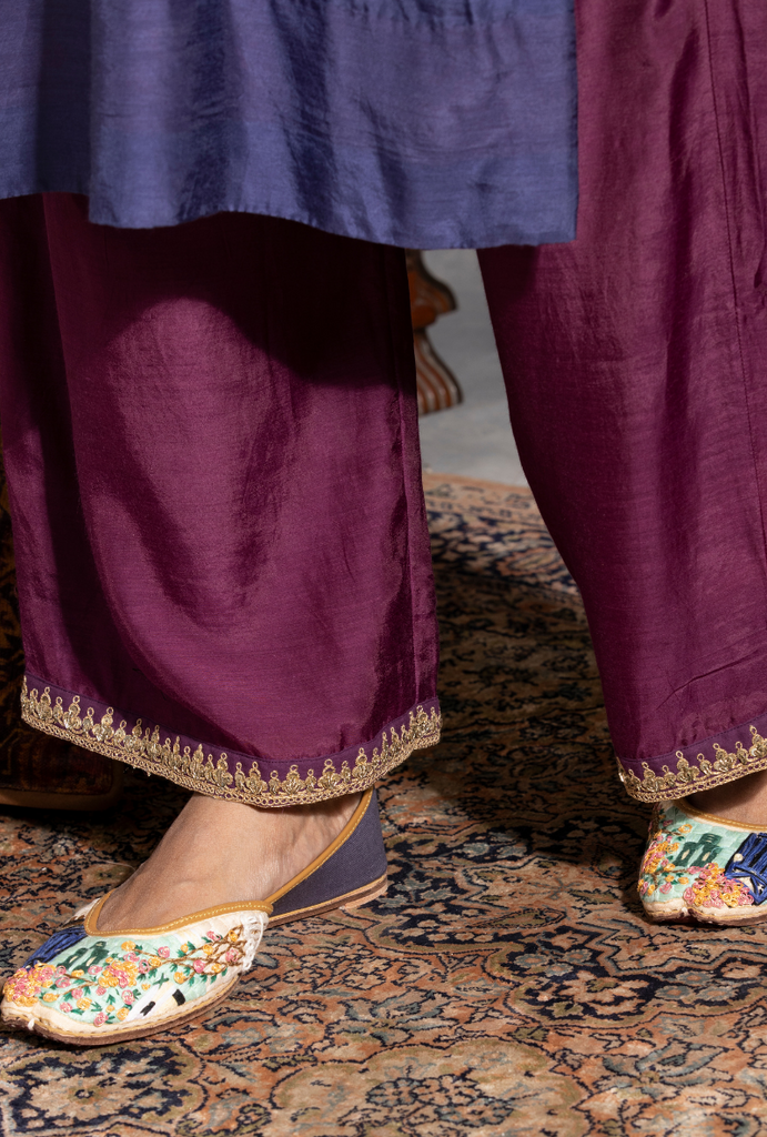 Saanjh Blue/Purple Sitara Yolk Kurta Set
