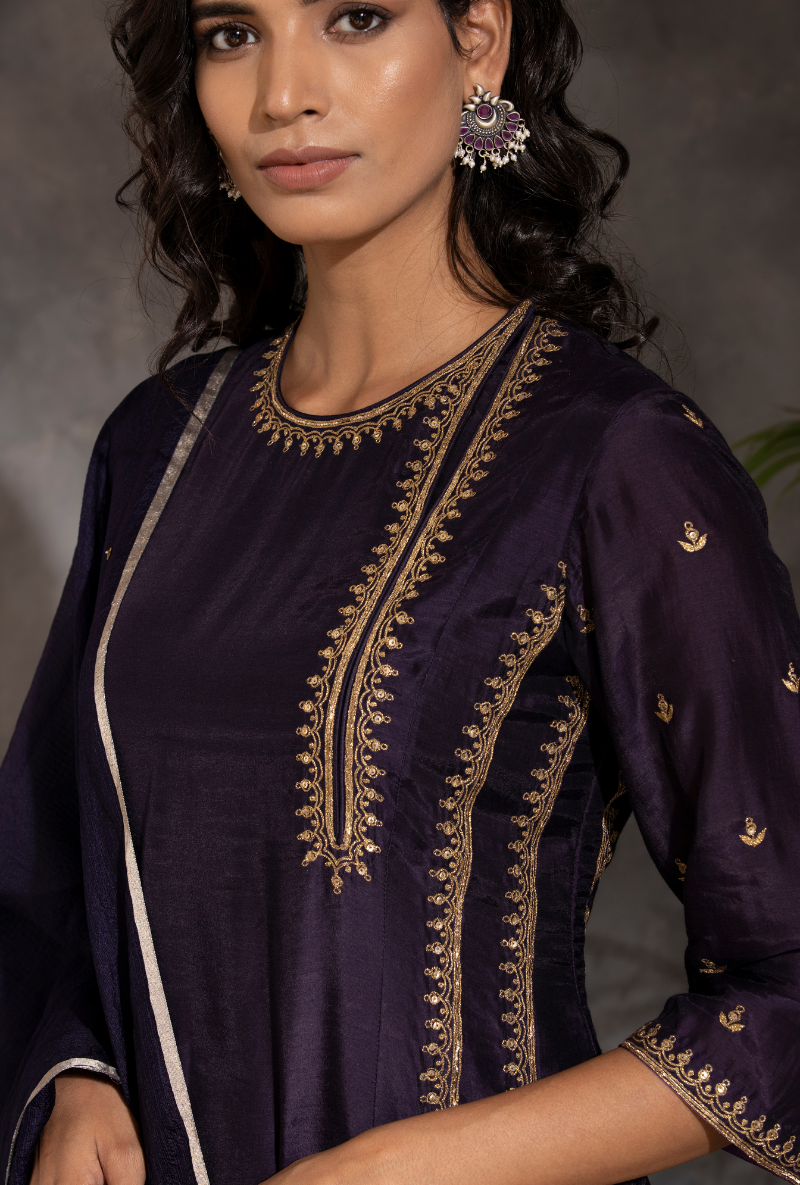 Saanjh Purple & Ivory Salwar Set