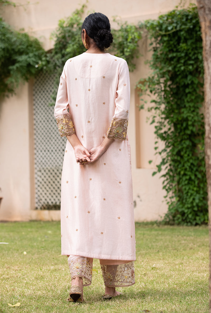 Soft Pink Applique Heavy Baano Kurta Set