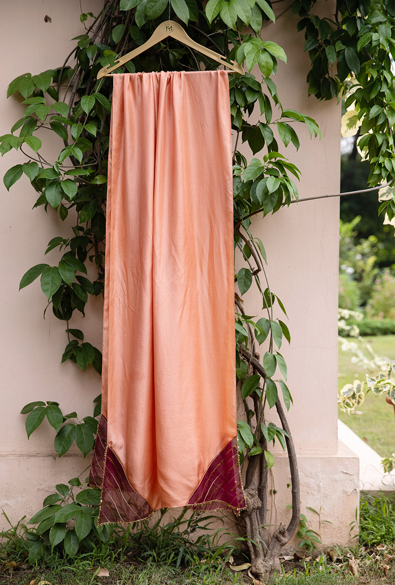 Wine Applique Pleated Yoke Baano Kurta Set