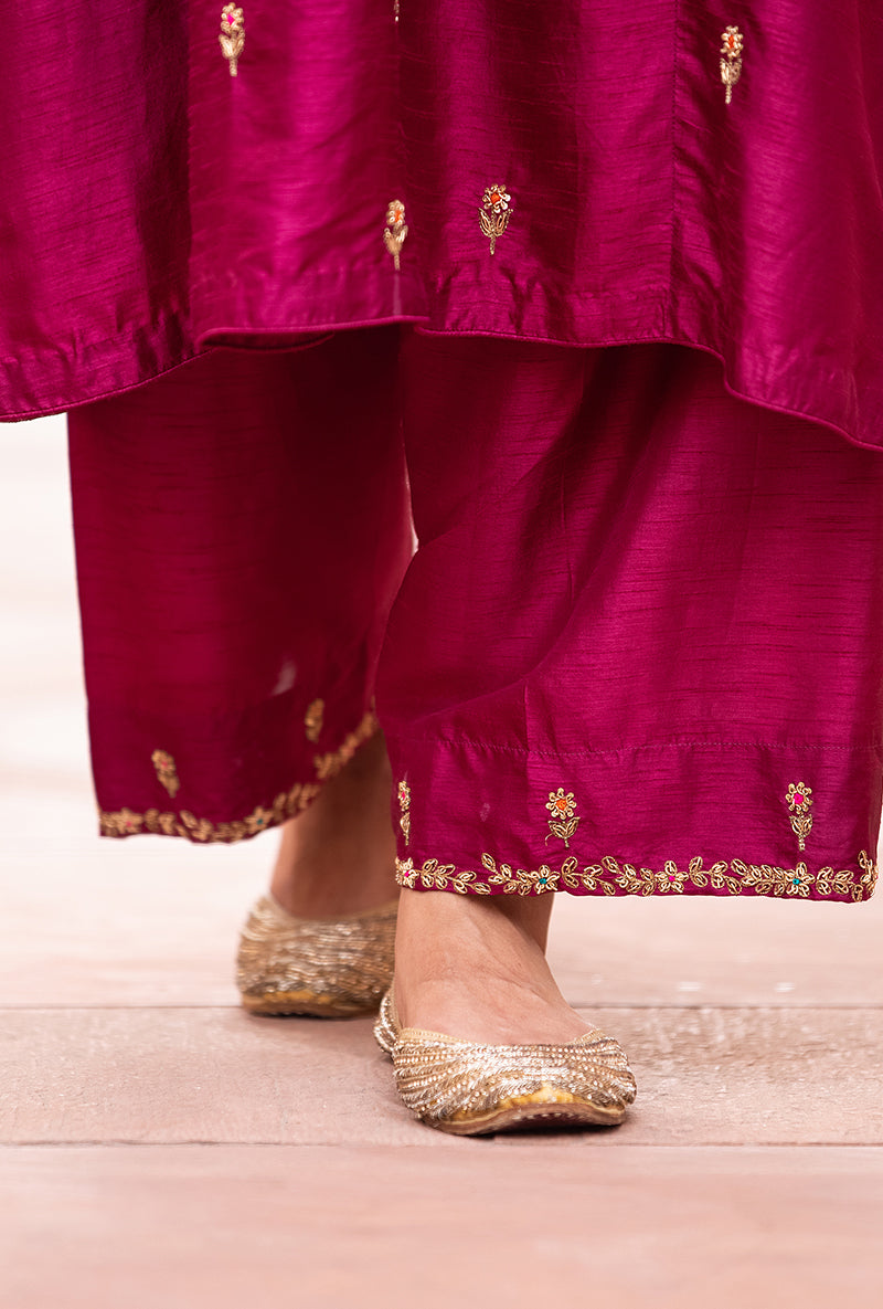 Wine Zardozi Sitara Husna Kurta Set