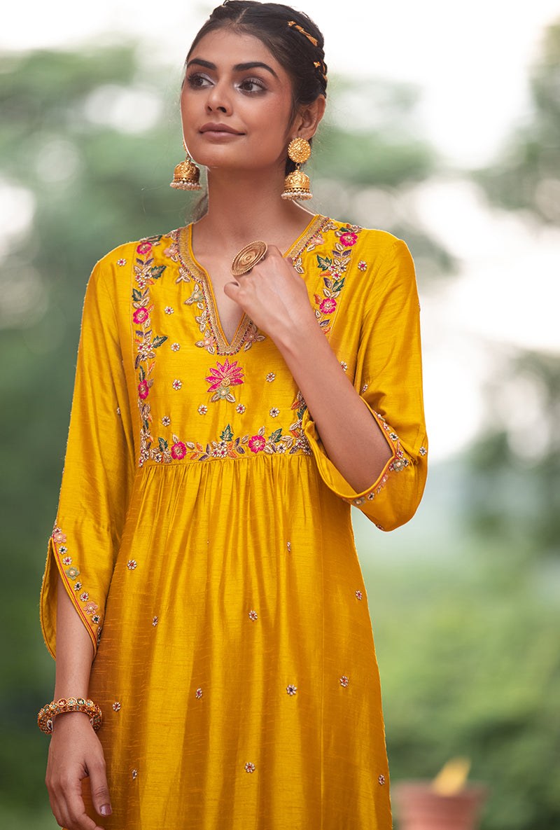 Yellow Floral Sitara Husna Kurta Set