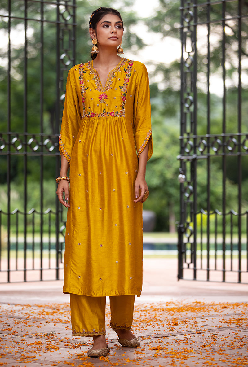 Yellow Floral Sitara Husna Kurta Set