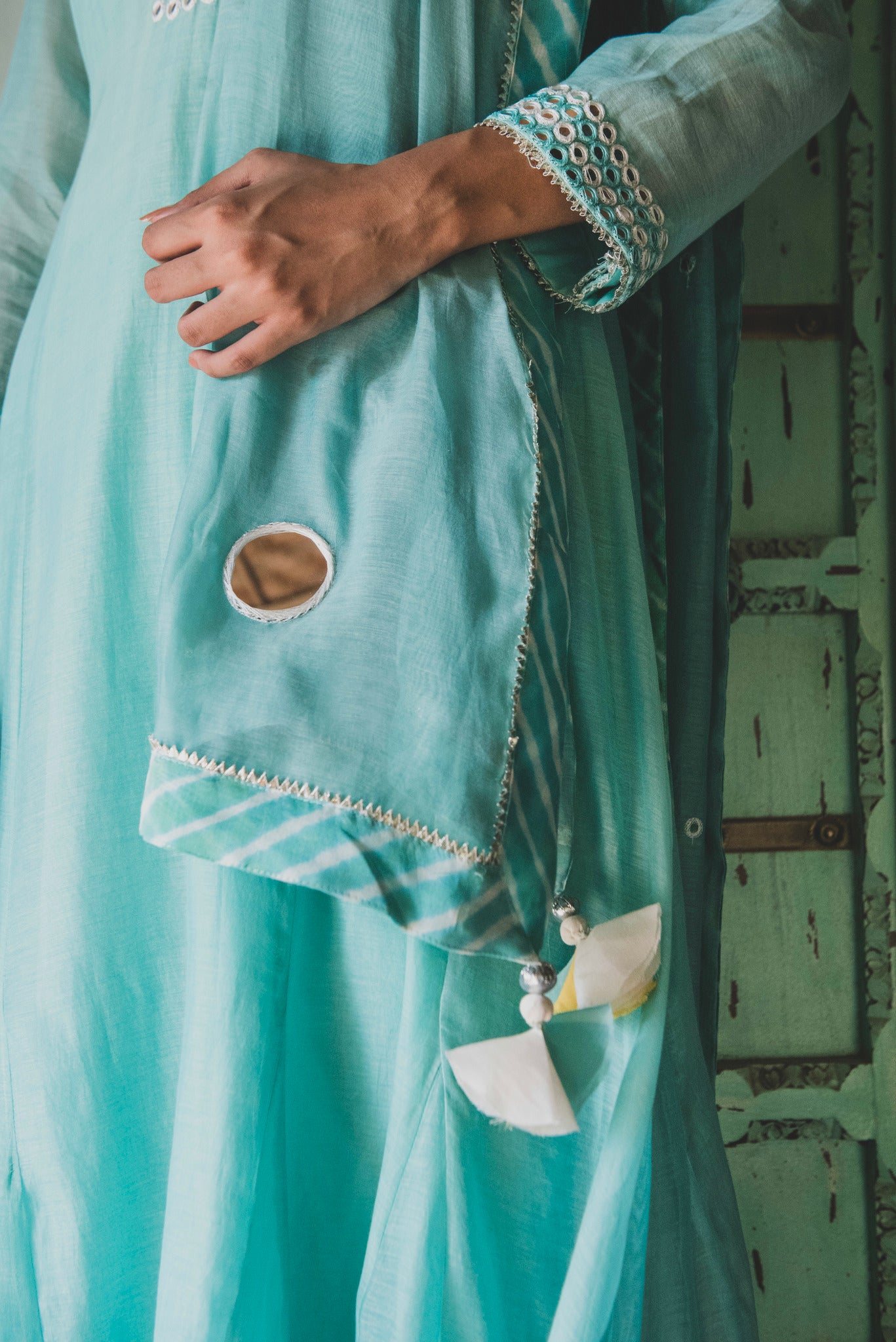 Aqua Leheriya Mirror Work Set